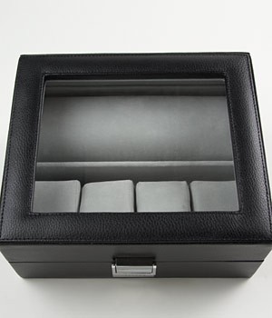 Men's Black Leather Watch Case
