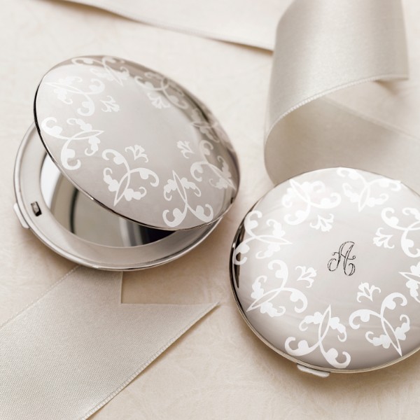 floral etched purse mirror