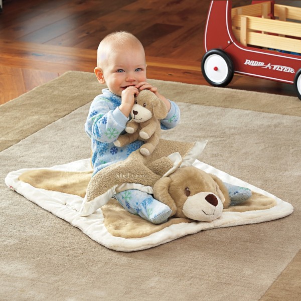 puppy cuddling baby mat by RedEnvelope